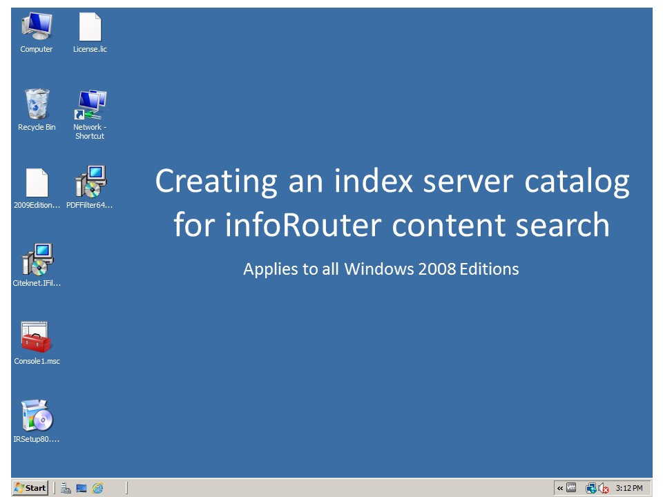 Creating index server catalog manually