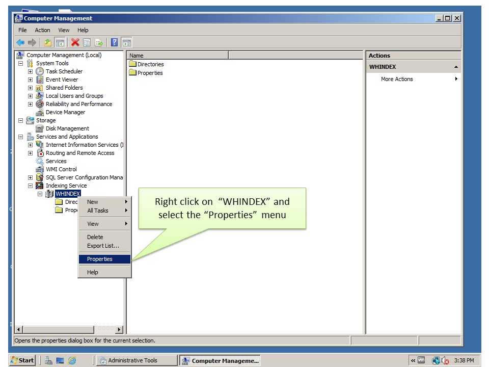 Creating index server catalog manually