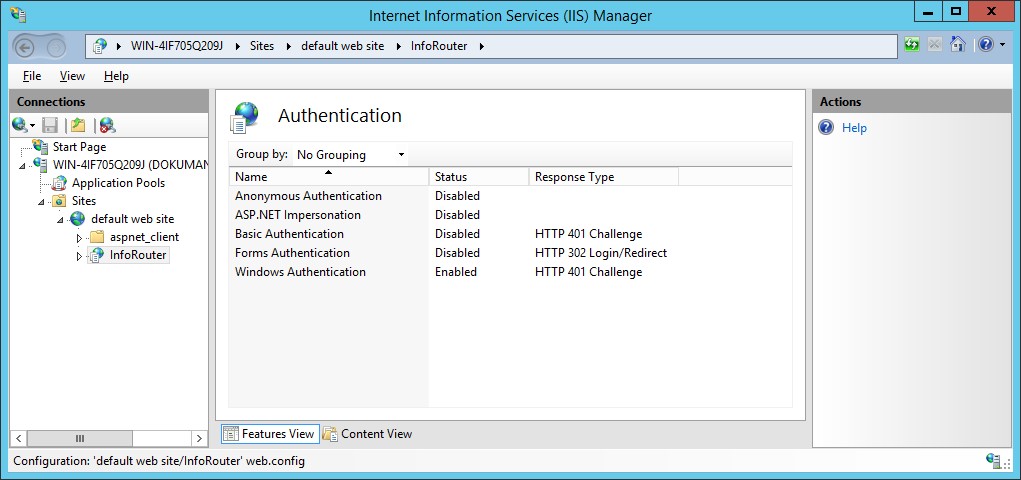 implementing pure nt authentication IIS settings