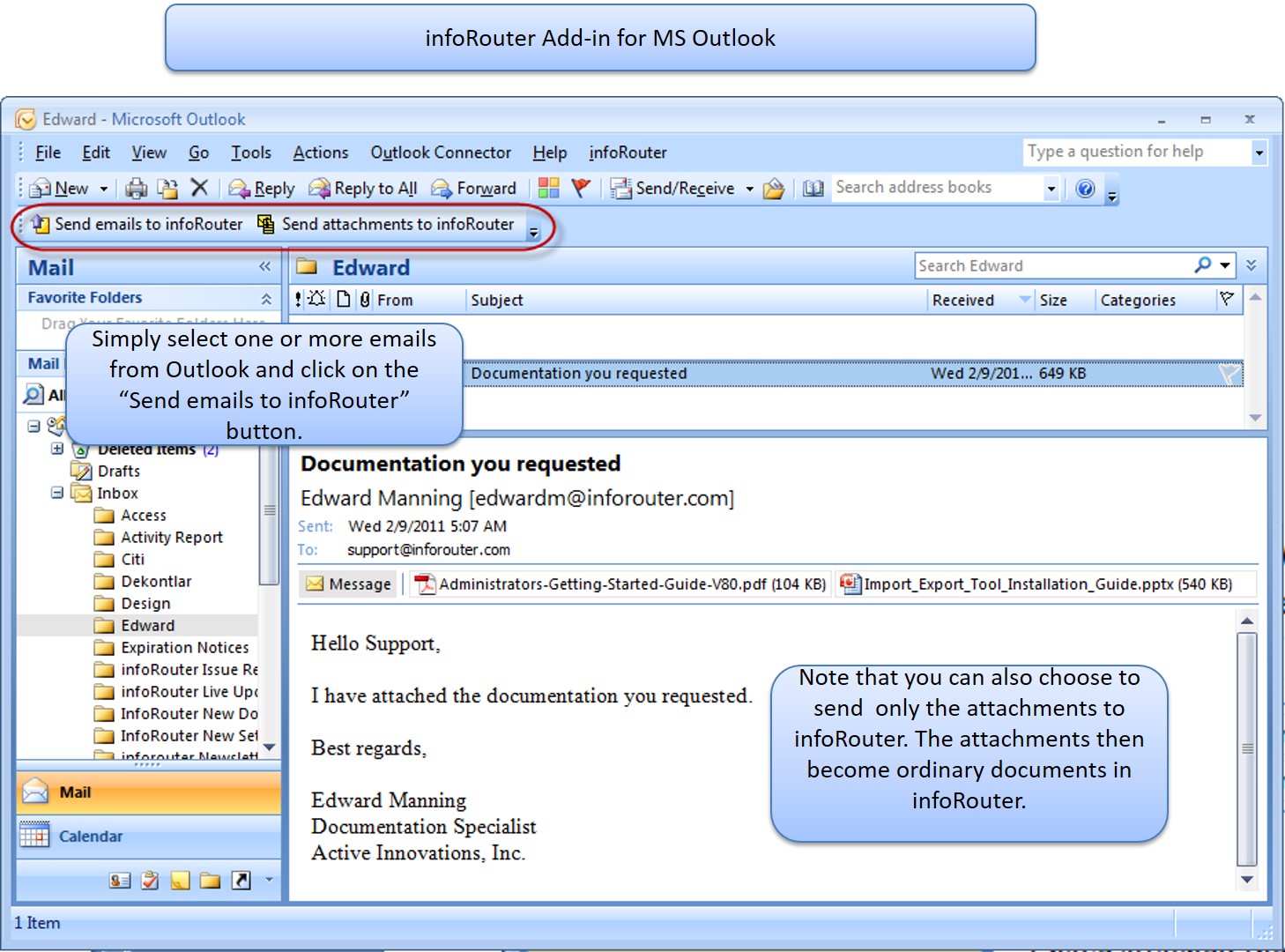 inforouter add-in for microsoft outlook users guide