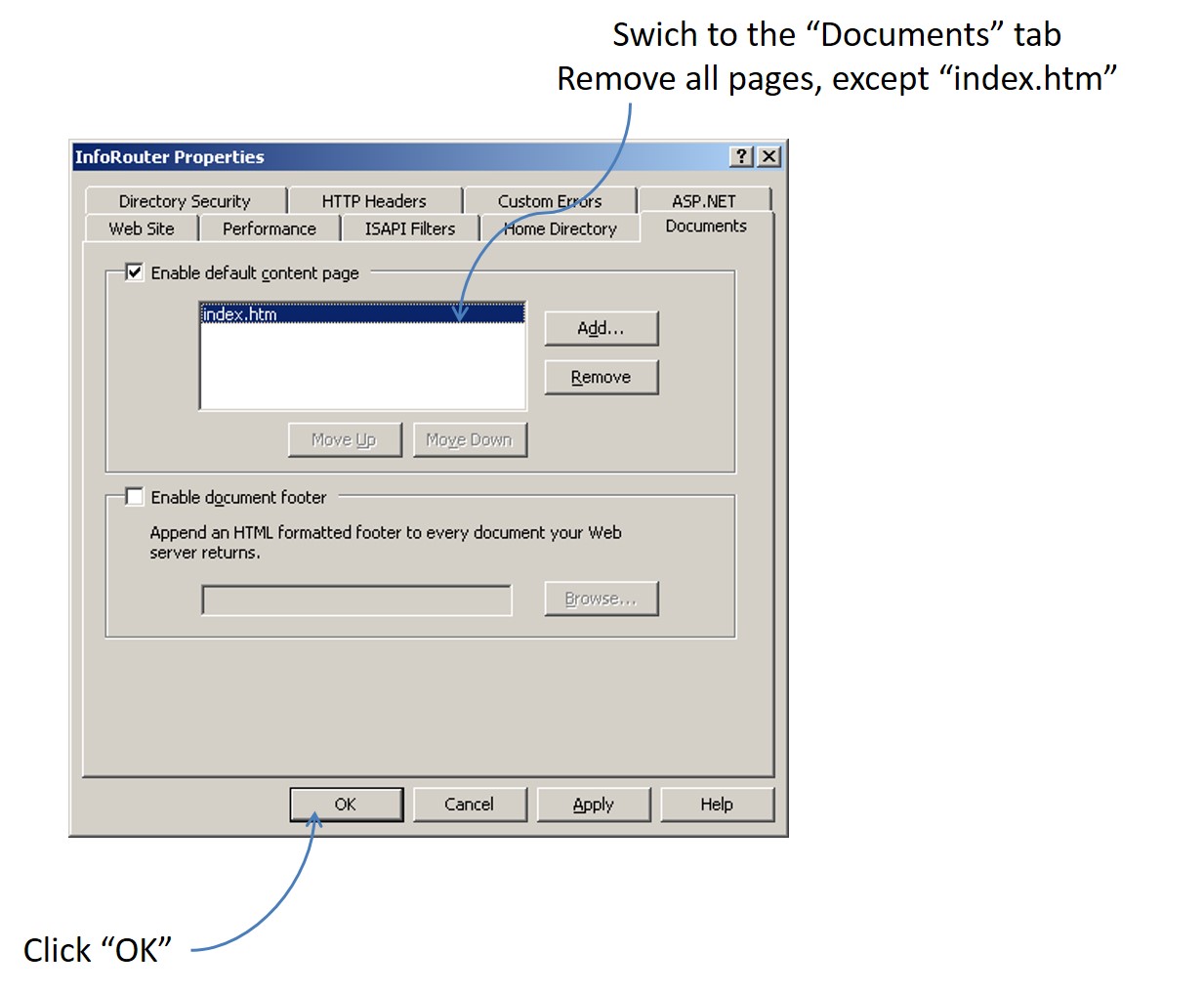 inforouter manual website virtual directory creation