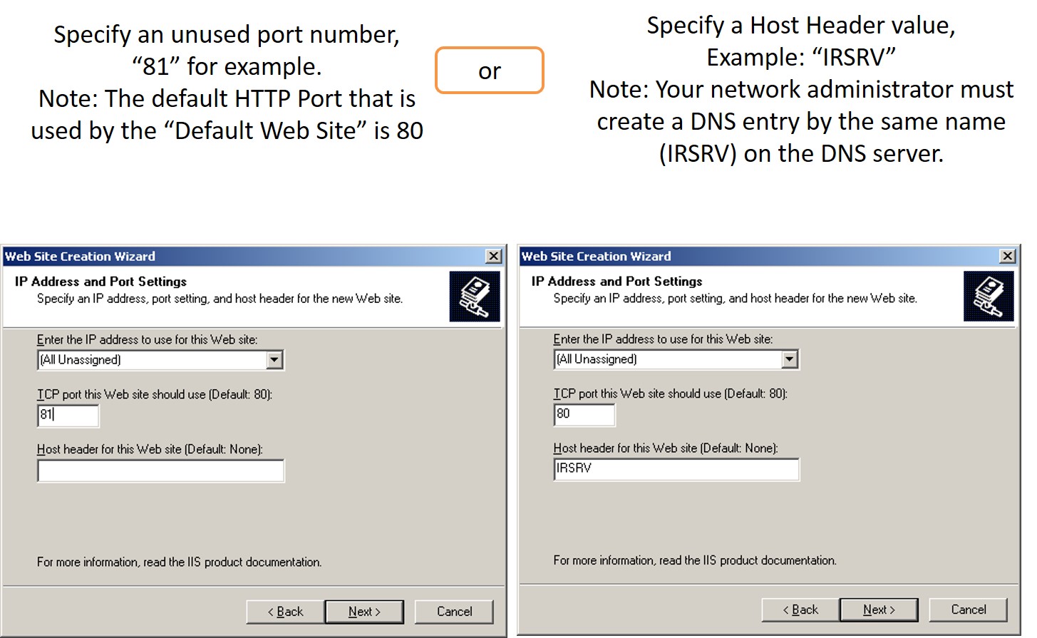 inforouter manual website virtual directory creation