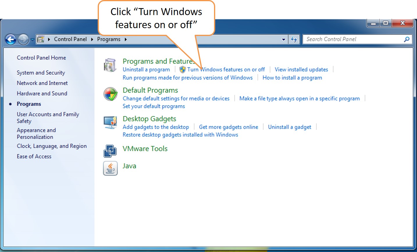 Windows 7 required features