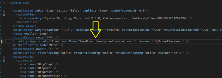 Web.config impersonation